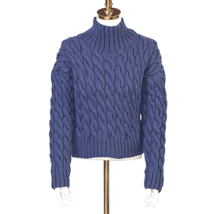 Håndstrikket luxe Flettet Sweater Midnight for engroshandel hos vintage knits