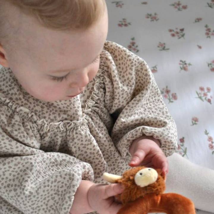 Jomanda Soft Toys & Accessories - Wholesale Stuffed/Plush Toy - Kids & Baby - Horny Highland Brown Cow Baby Plush Rattle - 10CM4