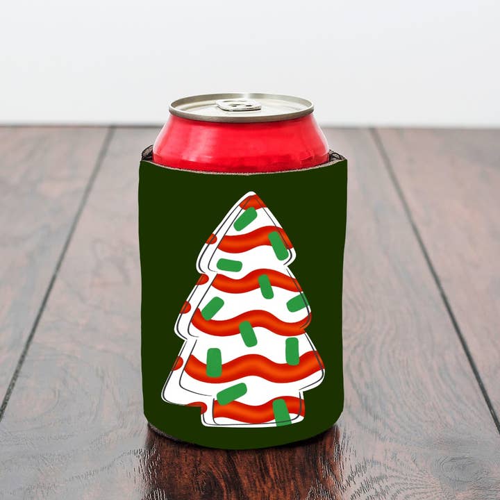 on the Bayou - Wholesale Drink Huggers & Koozies - white Christmas tree cake koozie