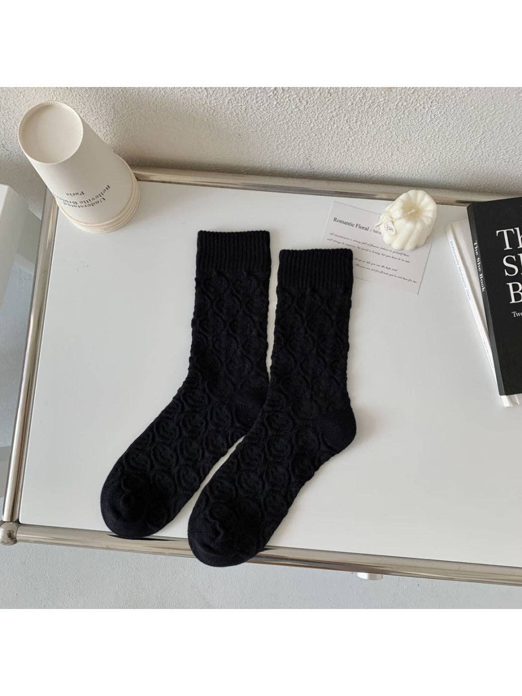 Funkyrel® Atzbranding Limited - Wholesale Socks - Women's - Rufia - Women's Solid Winter Socks with Embossed Smile8