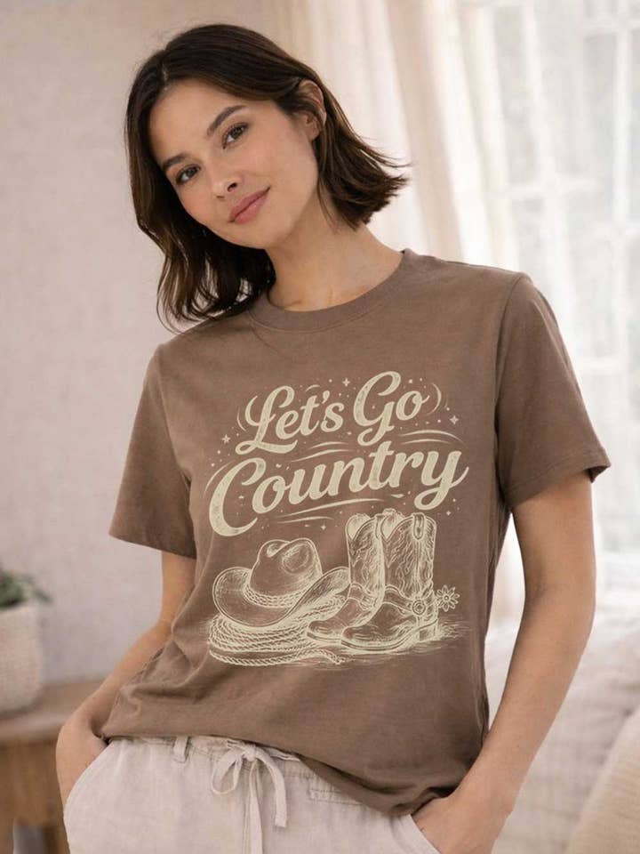 Let's Go Country - Elevated Western Graphic Tee for wholesale by Art by Forgrand