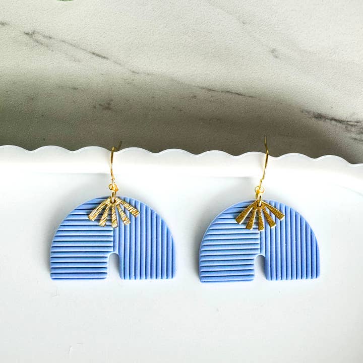 Sunburst Arches – Textured Clay Dangles with Gold Charm for wholesale by Willow and Wild
