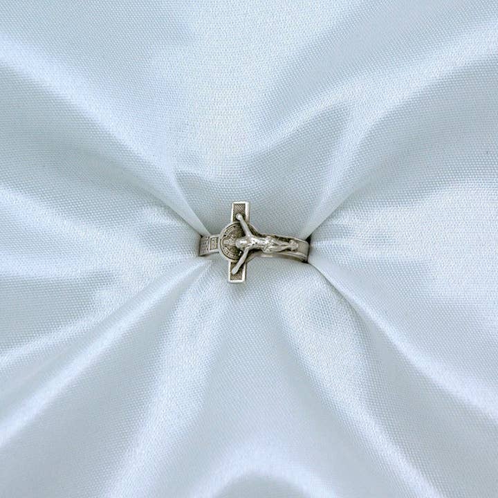 Contreras Designs - Wholesale Band/Stacked Ring - LAR6 - Sterling Silver St. Benedict Crucifix Band Ring