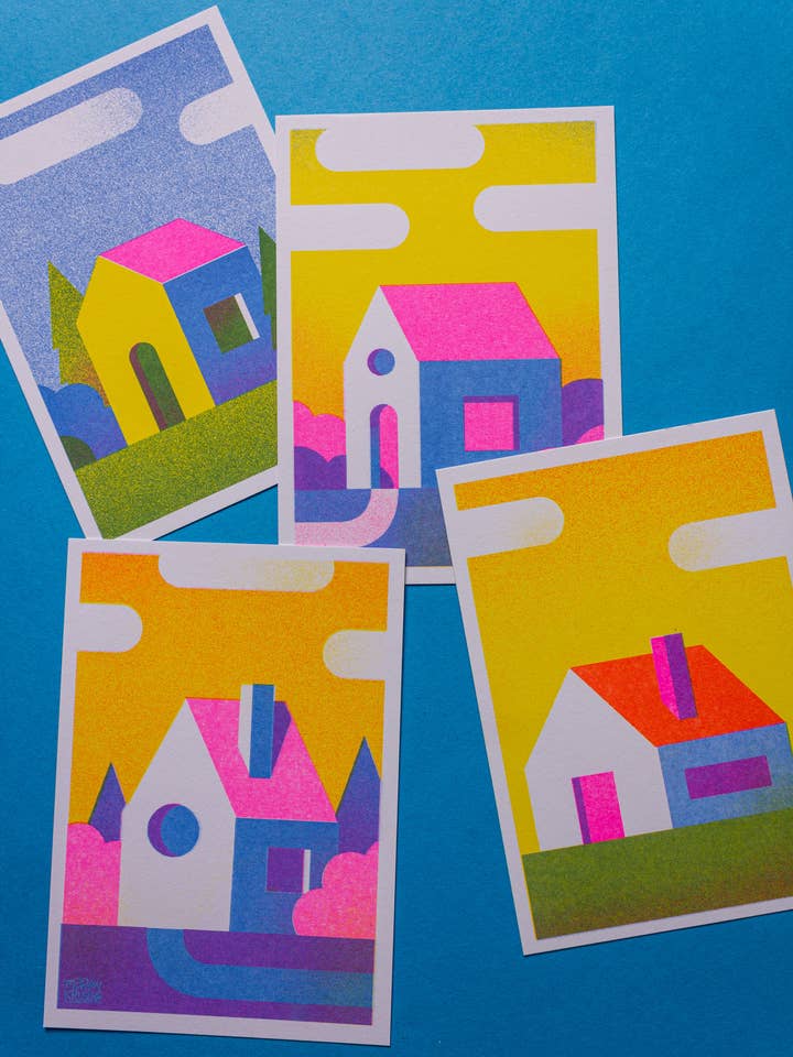 Set di Miniprint Risographia - Case per la vendita all'ingrosso da parte di Martin Krusche Illustration