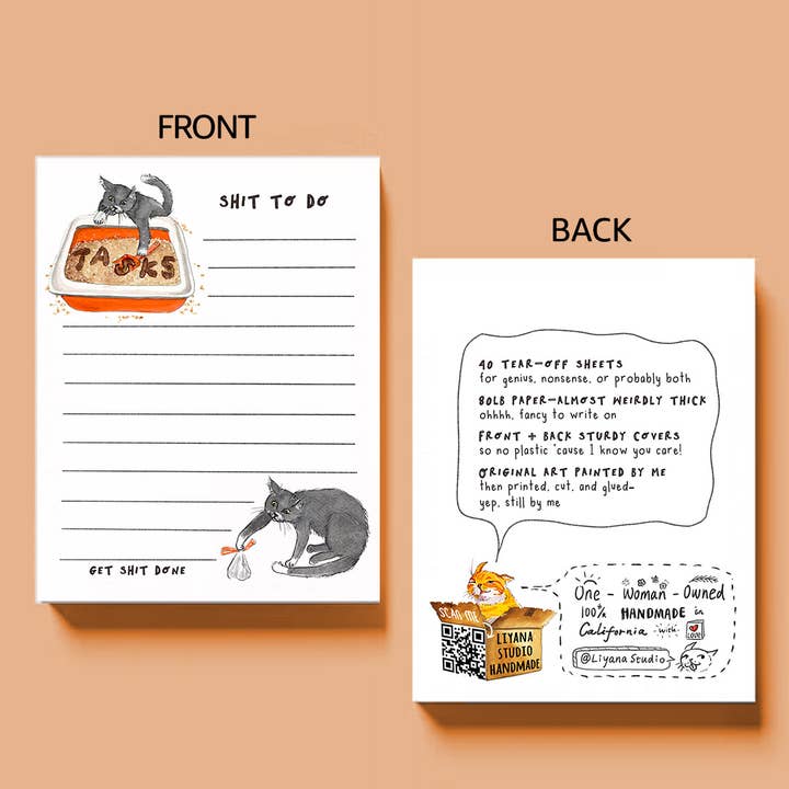 Liyana Studio - Wholesale Notepad - Cat Shit To Do Notepad - To-do List Notepads3