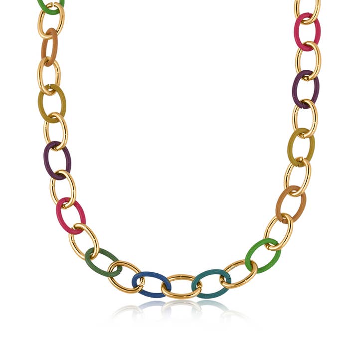 Paula Enamelled Chain Necklace for wholesale by Big Metal London