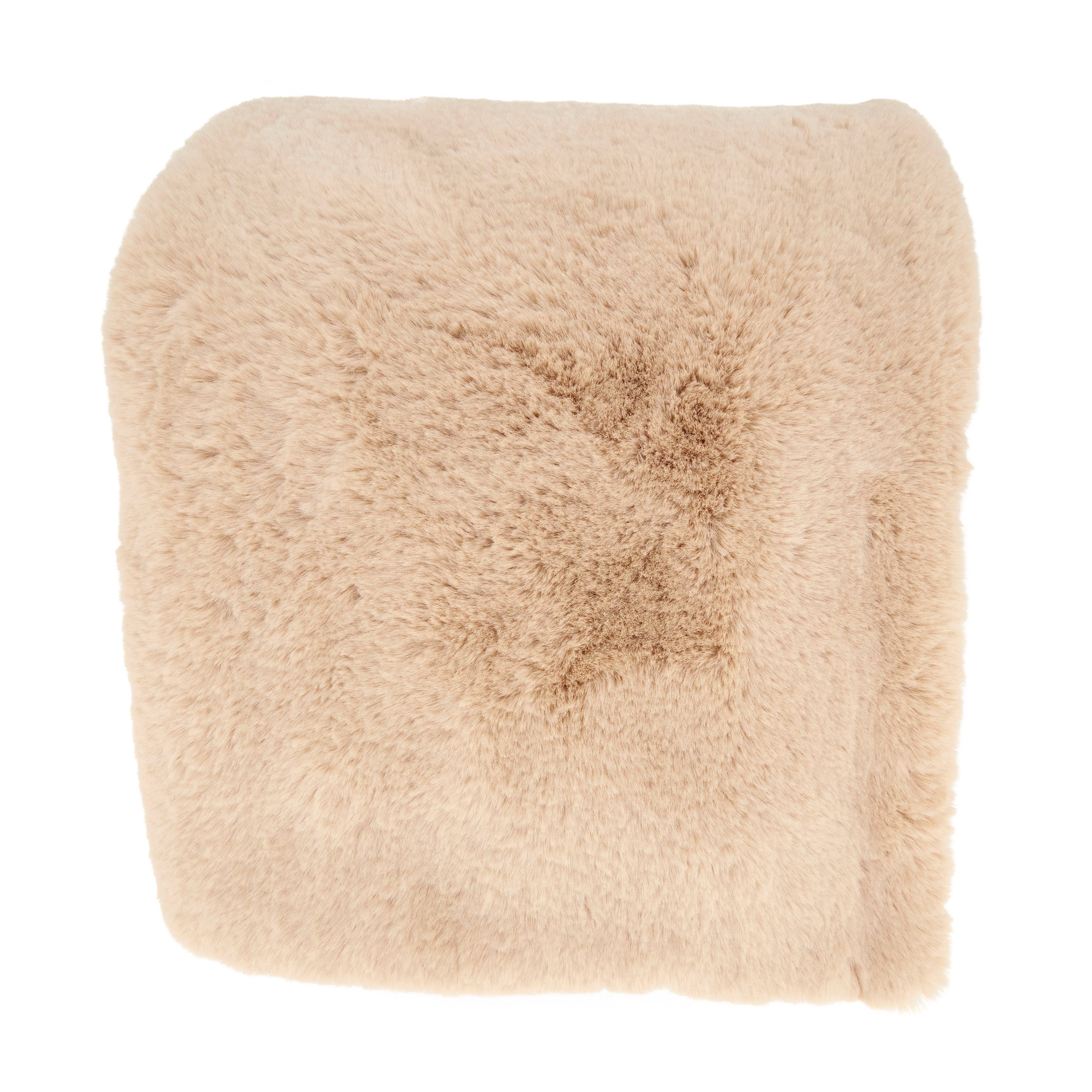 Natural Warm Embrace Faux Rabbit Fur Throw for wholesale on Faire0