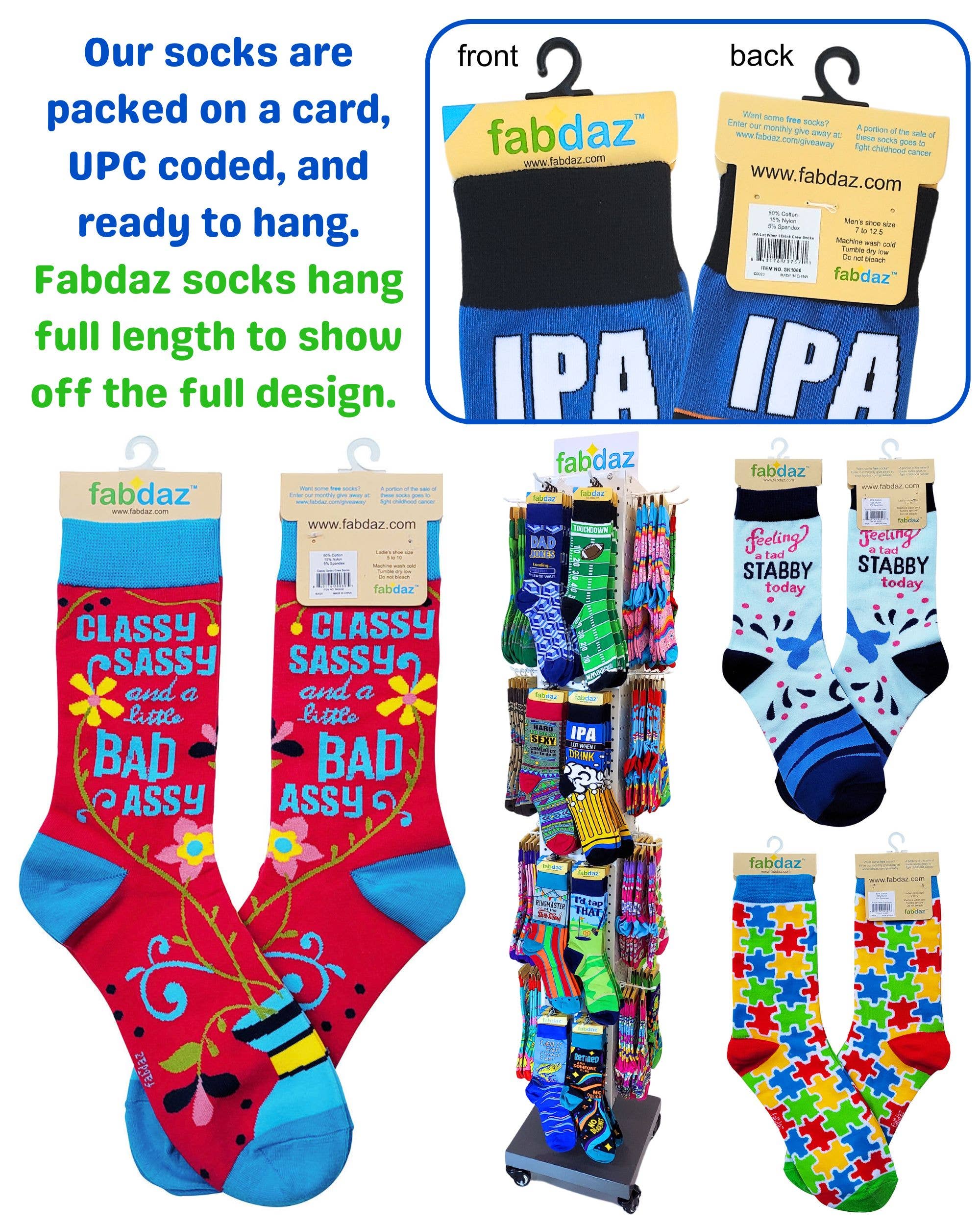 Fabdaz - Wholesale Socks - Women's - Workin' Harder Than an Ugly Stripper Women's Crew Socks4