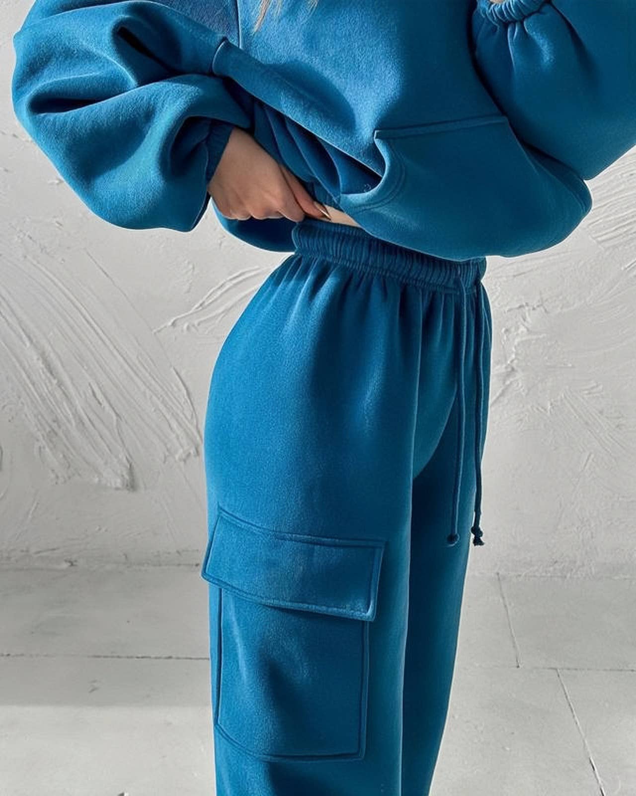 HIDDENBRAND - Wholesale Lounge Set - Women's - Hooded Pocket Trousers Sweatshirt Set3