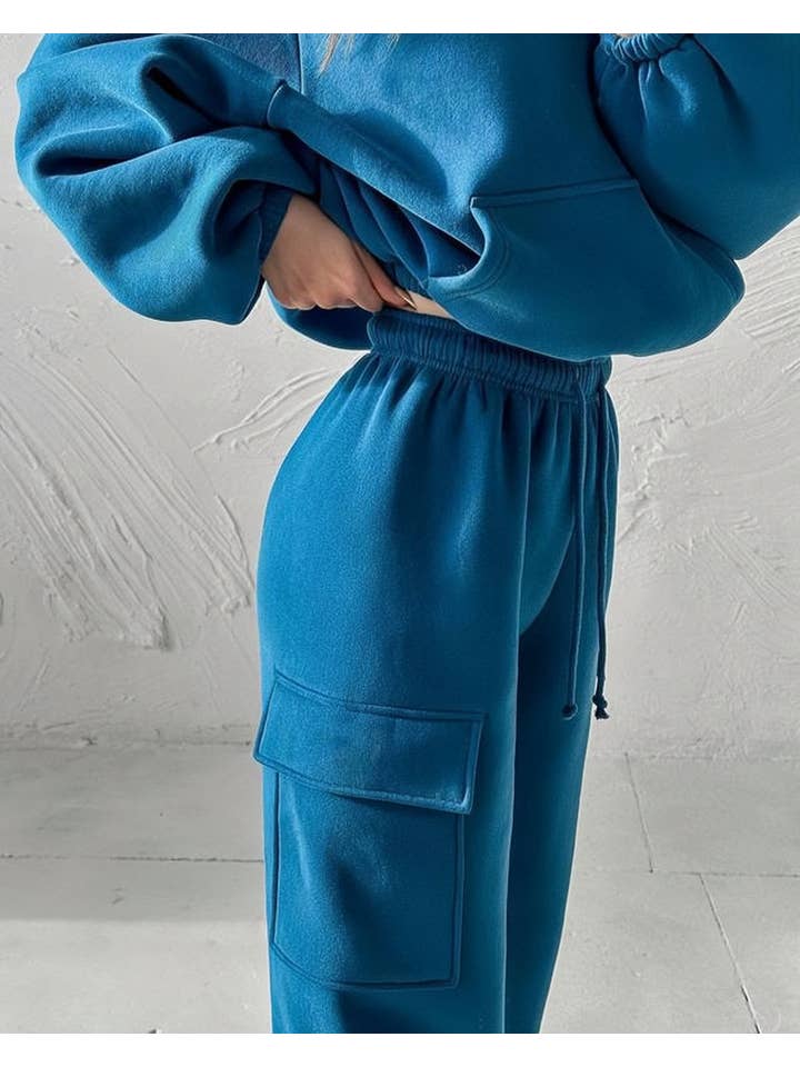 HIDDENBRAND - Wholesale Lounge Set - Women's - Hooded Pocket Trousers Sweatshirt Set3