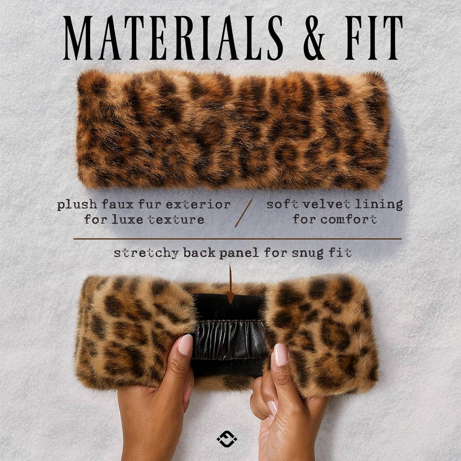 Funky Junque – wholesale Fashion headband – women's – Faux Fur Lined Winter Headband - Leopard - Latte2