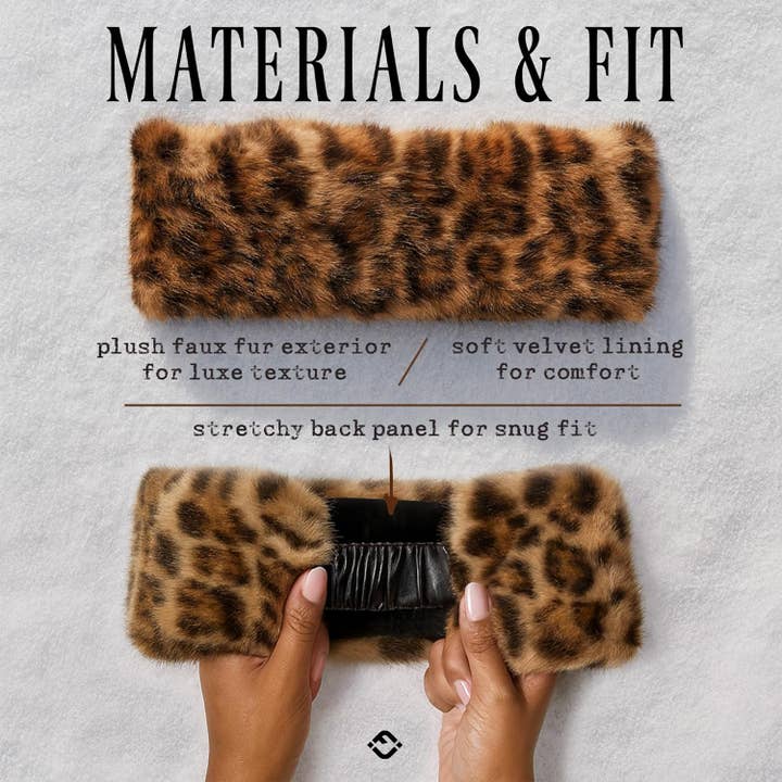 Funky Junque - Wholesale Fashion Headband - Women's - Faux Fur Lined Winter Headband - Leopard - Latte2