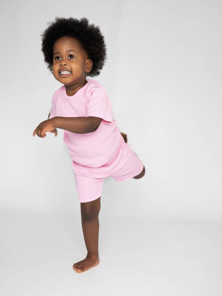 DreamBuy - Wholesale Lounge Set - Kids - Pink Ballerina Unbranded Summer Ribbed Lounge Set Unisex Pyj