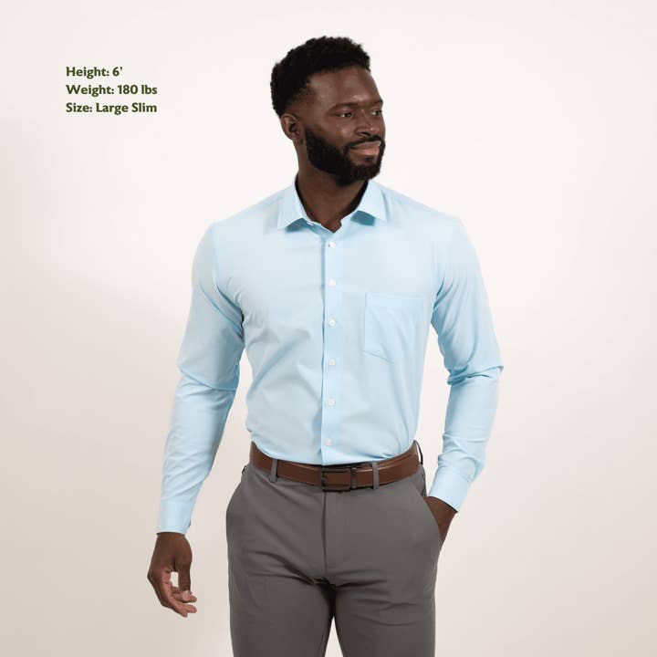 Tough Apparel - Wholesale Button Down Shirt - Men's - Blue Hustle Dress Shirt - Long Sleeve2