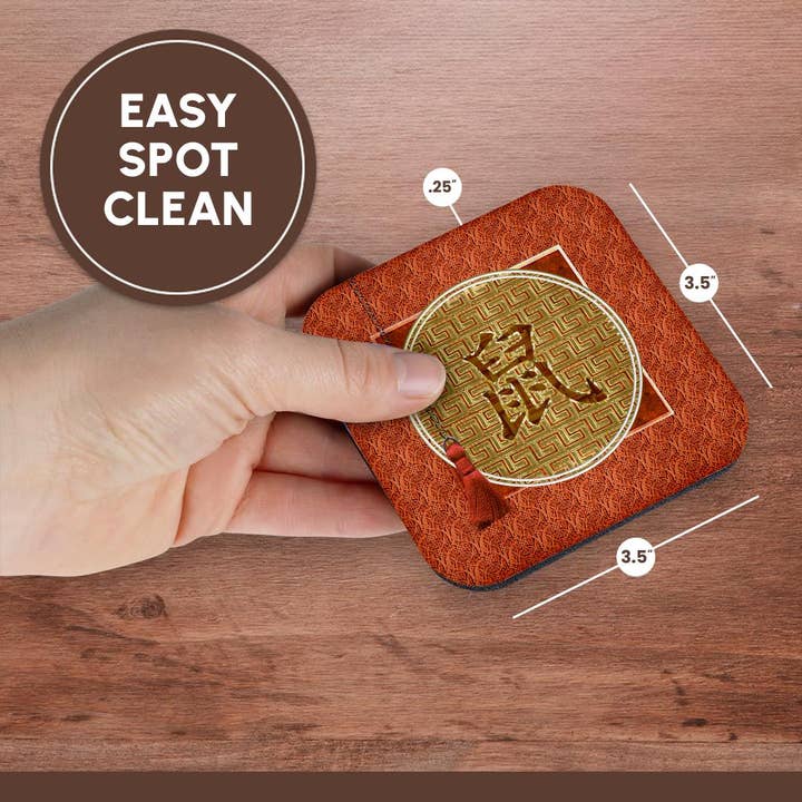 3dRose - Wholesale Coasters - 3dRose, image of Sign of the Blessing, Chinese, Tassel, Asian Design, Orange , Coaster13