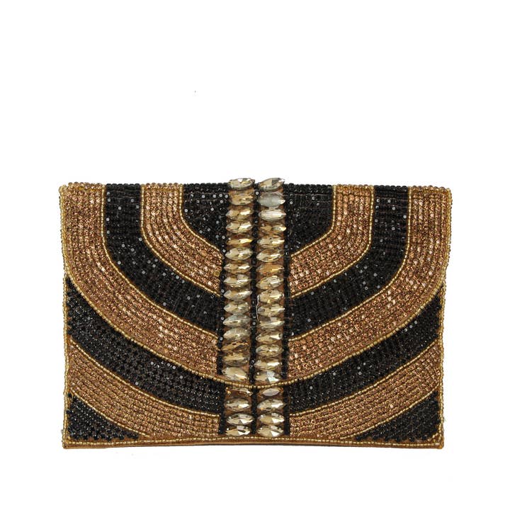 Nima Accessories Inc - Wholesale Clutch Bag - Women's - Ladies Rhinestone Elegant Two Tone Flat Clutch Evening Bag