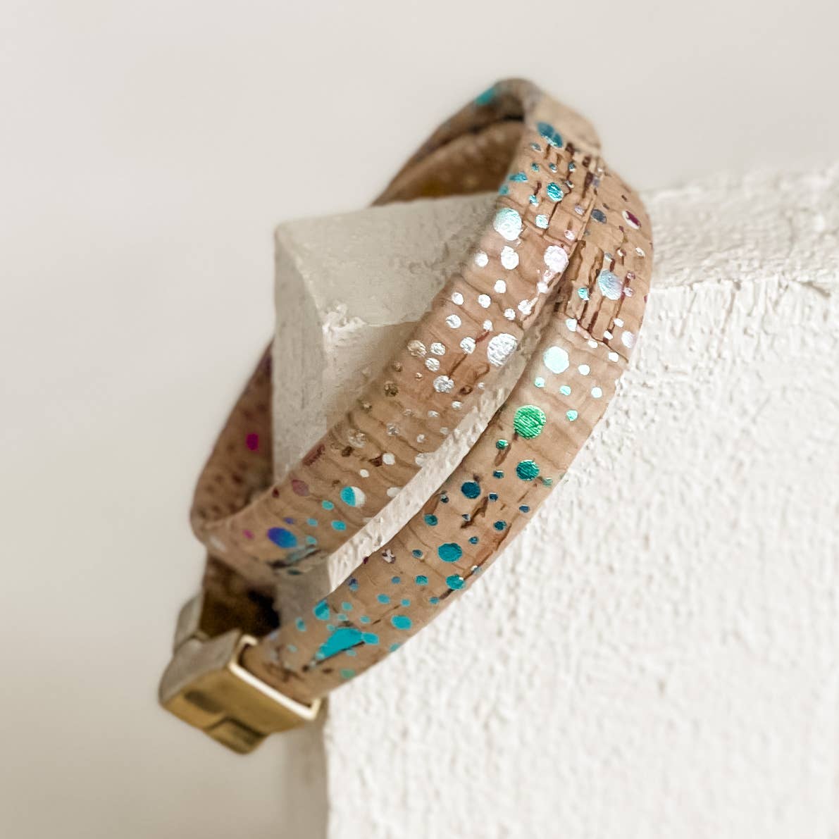 Diana Kauffman Designs - Wholesale Bangle Bracelet - Air Element Cork Double Wrap Bracelet2