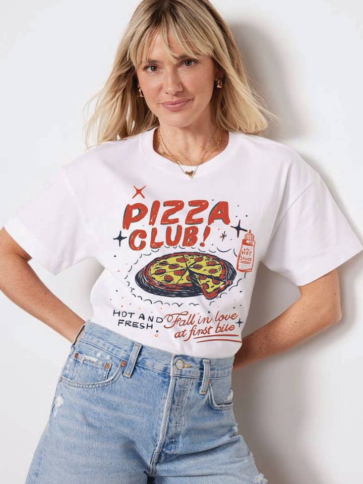 M8976 - Pizza Club grafisk t-shirt för wholesale av HARANG