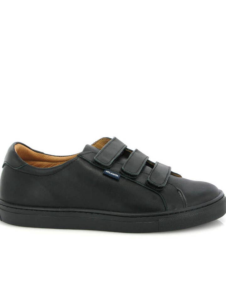 Sneakers mit 3 Riemen - schwarz glatt für den Großhandel von Atlanta Mocassin