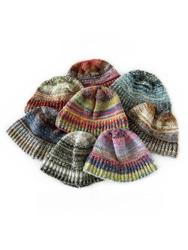 Haila - Winter Vintage Striped Color-Blend Knitted Beanie for wholesale by Funkyrel® Atzbranding Limited