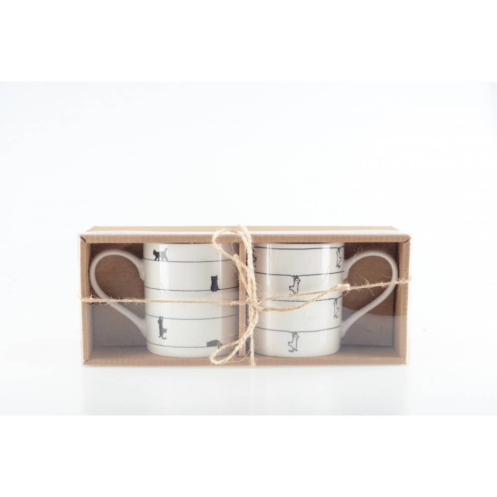 AULICA – Großhandel Tee-/Kaffeetasse – Weiße Teetassen mit Katzendesign - Set aus 2 Stück1