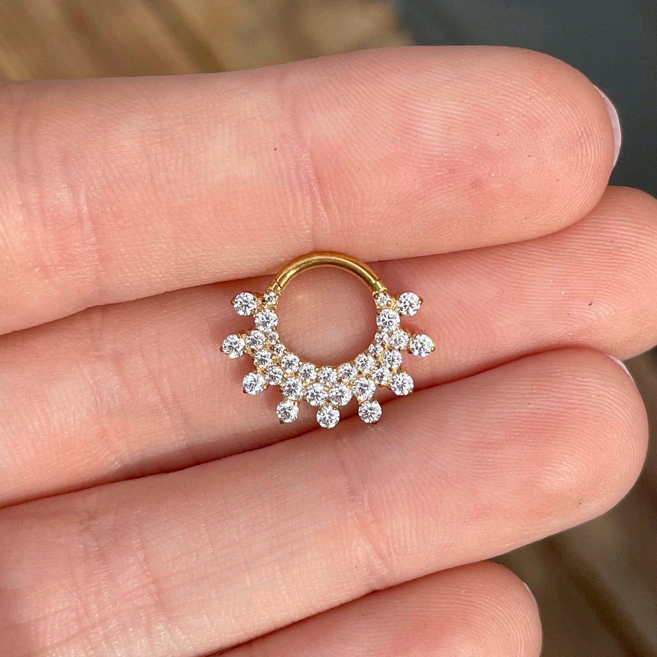 Elara Body Jewelry - Wholesale Single Earring - Gold Titanium Daith Earring (16G | 8mm or 10mm | Titanium | Gold or Silver)2