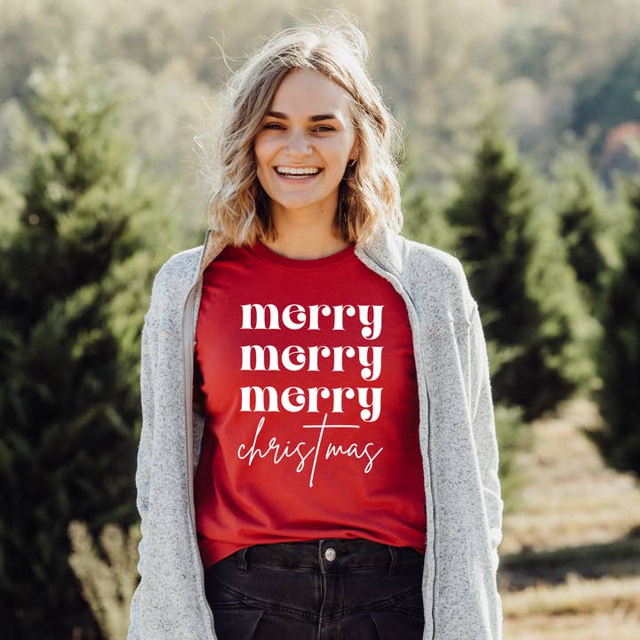 Faith & Life Christian Brands - Wholesale Screen Printed T-Shirt - Women's - Merry Christmas Christian Christmas Tee Shirt3