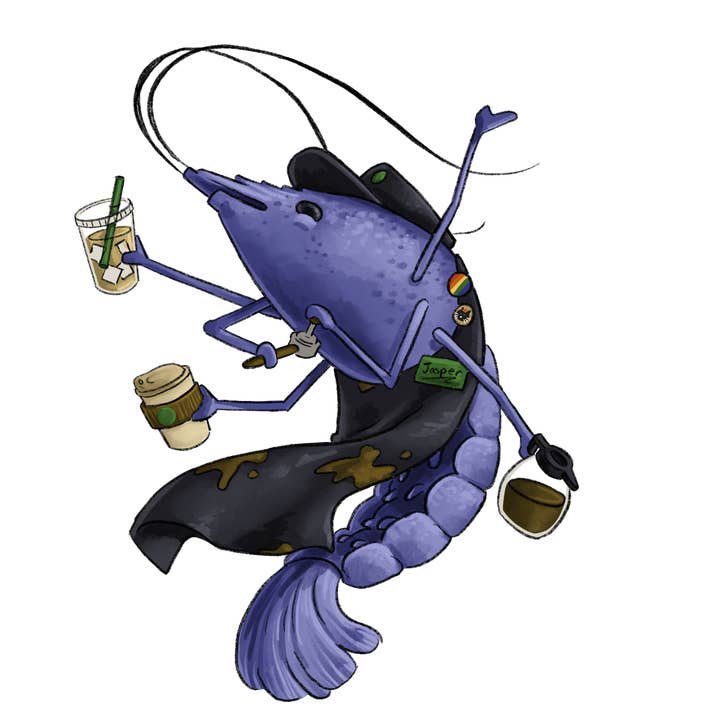 Kaffé Räka Klistermärke för wholesale av The Good Boy Collective