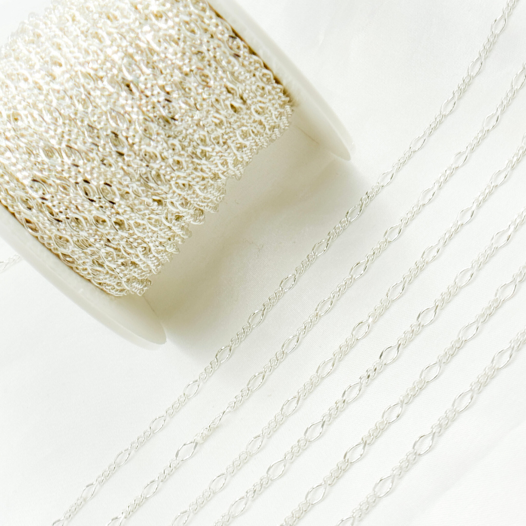 Tresor Jewelry Inc. - Wholesale Link & Chain Necklace - V238SS. Sterling Silver 1 Link Long and 3 Curb Links Chain in Between4