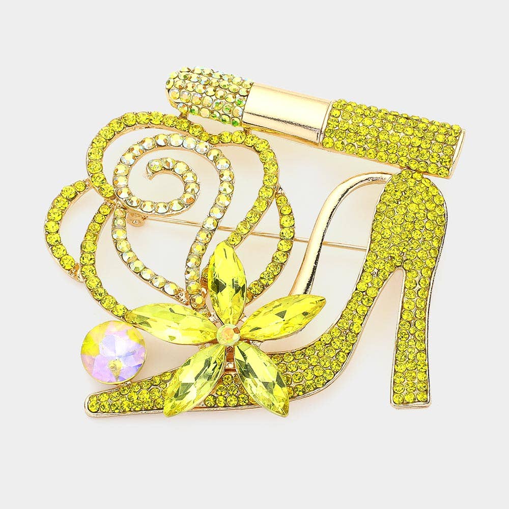 Sensibling Corp. - Vente Broches - Broche Rouge à Lèvres Fleur Talon Haut Pavé de Strass3