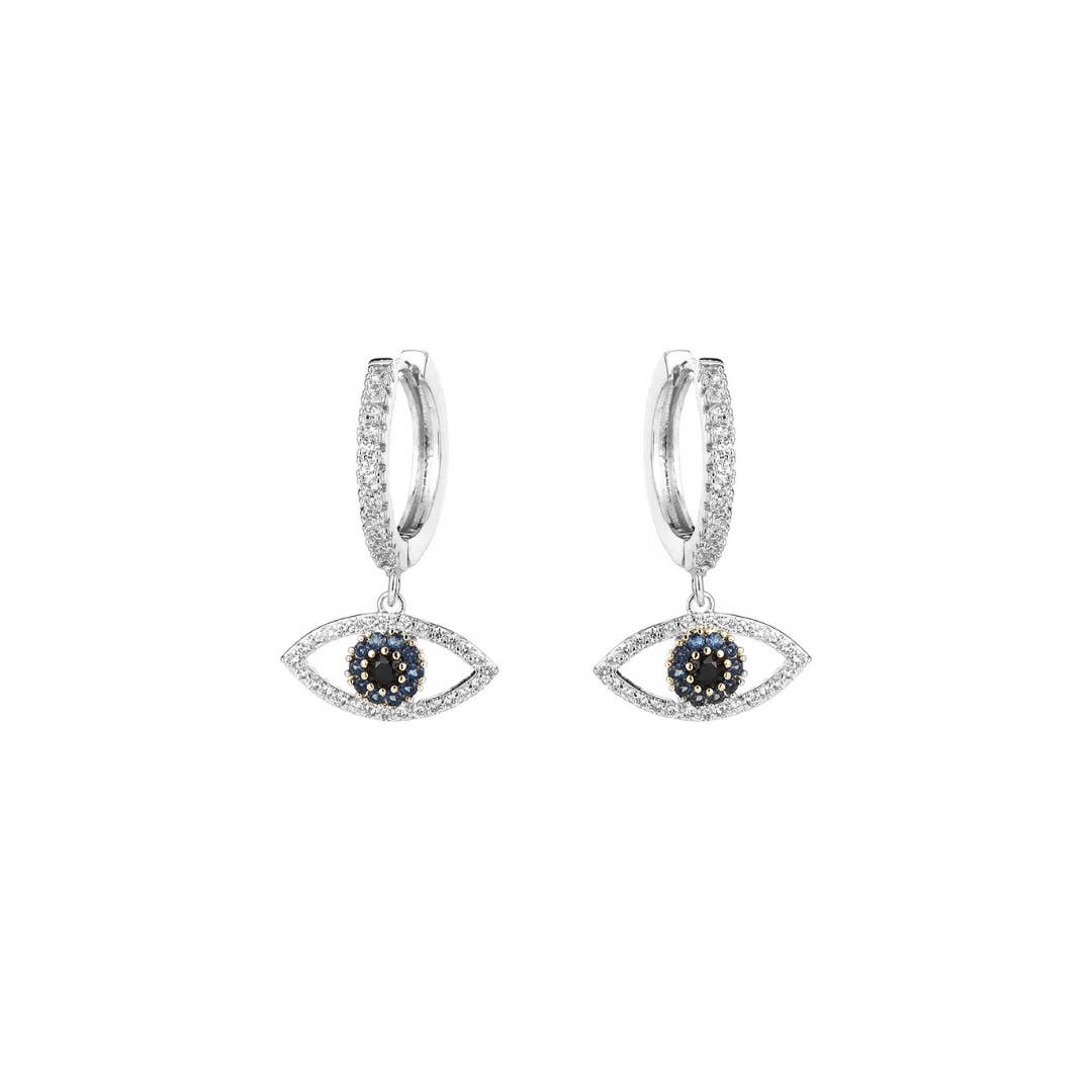 KIKICHIC - Wholesale Hoop Earrings - CZ Blue Evil Eye Hoop Earrings0