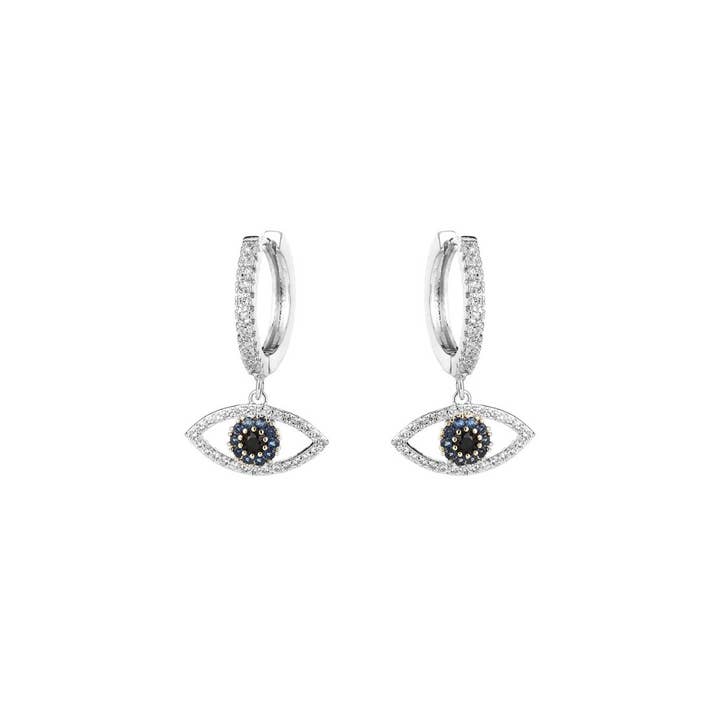 KIKICHIC – wholesale Hoop earrings – CZ Blue Evil Eye Hoop Earrings