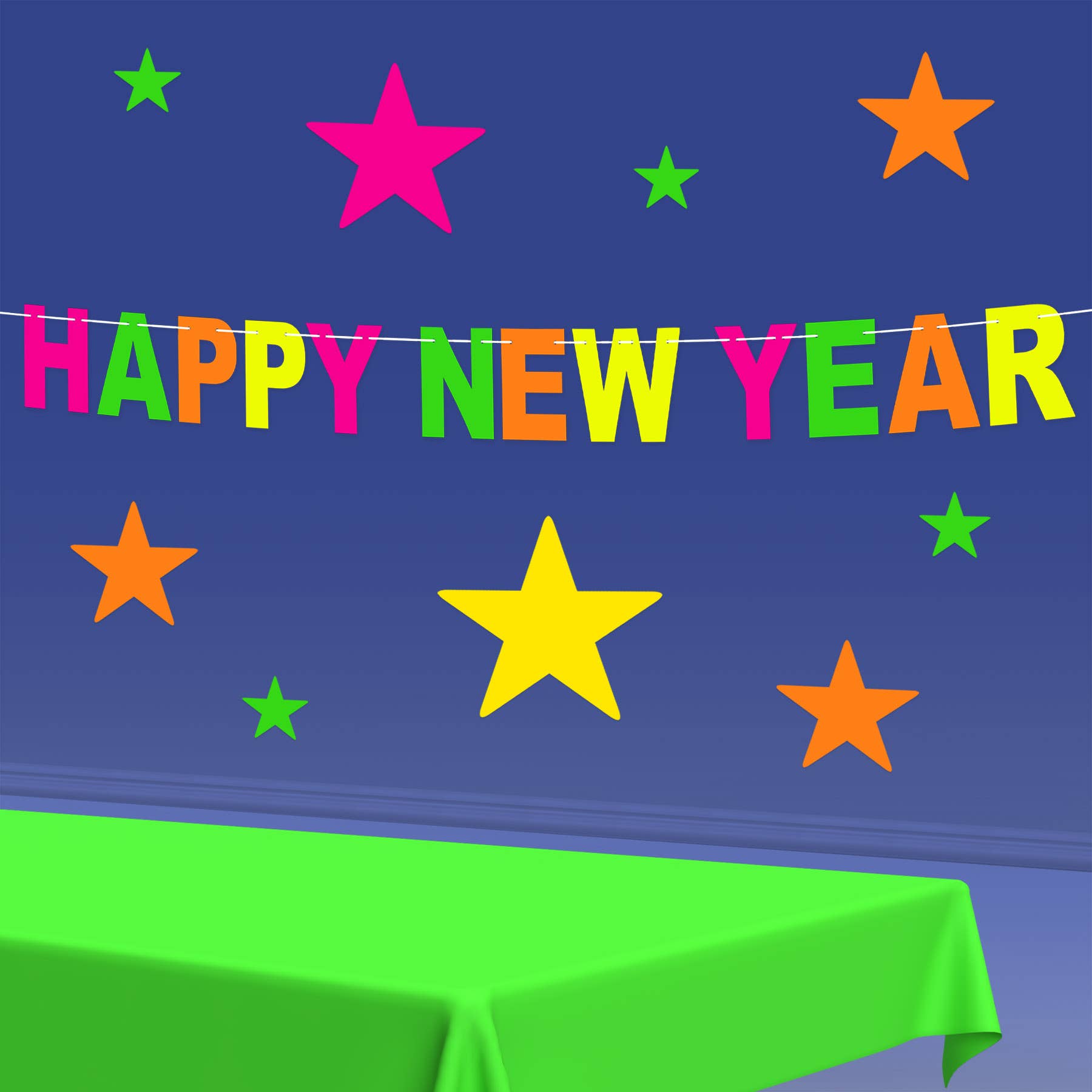 Beistle - Wholesale Tablecloth - Neon Lime Plastic Rectangular Tablecover, 54" x 108"5