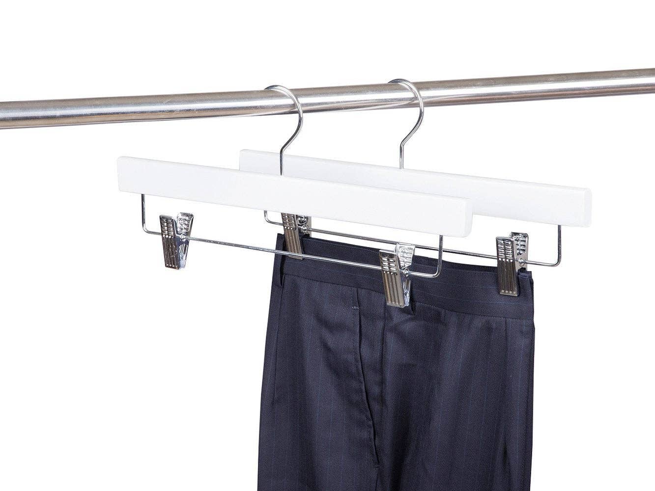 Only Hangers - Wholesale Clothes Hangers - White Wooden Pant-Skirt Hanger1