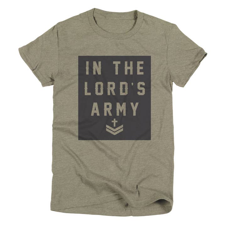 Military Olive Green In the Lord's Army | Kid's T-Shirt | Ruby’s Rubbish® for wholesale on Faire0