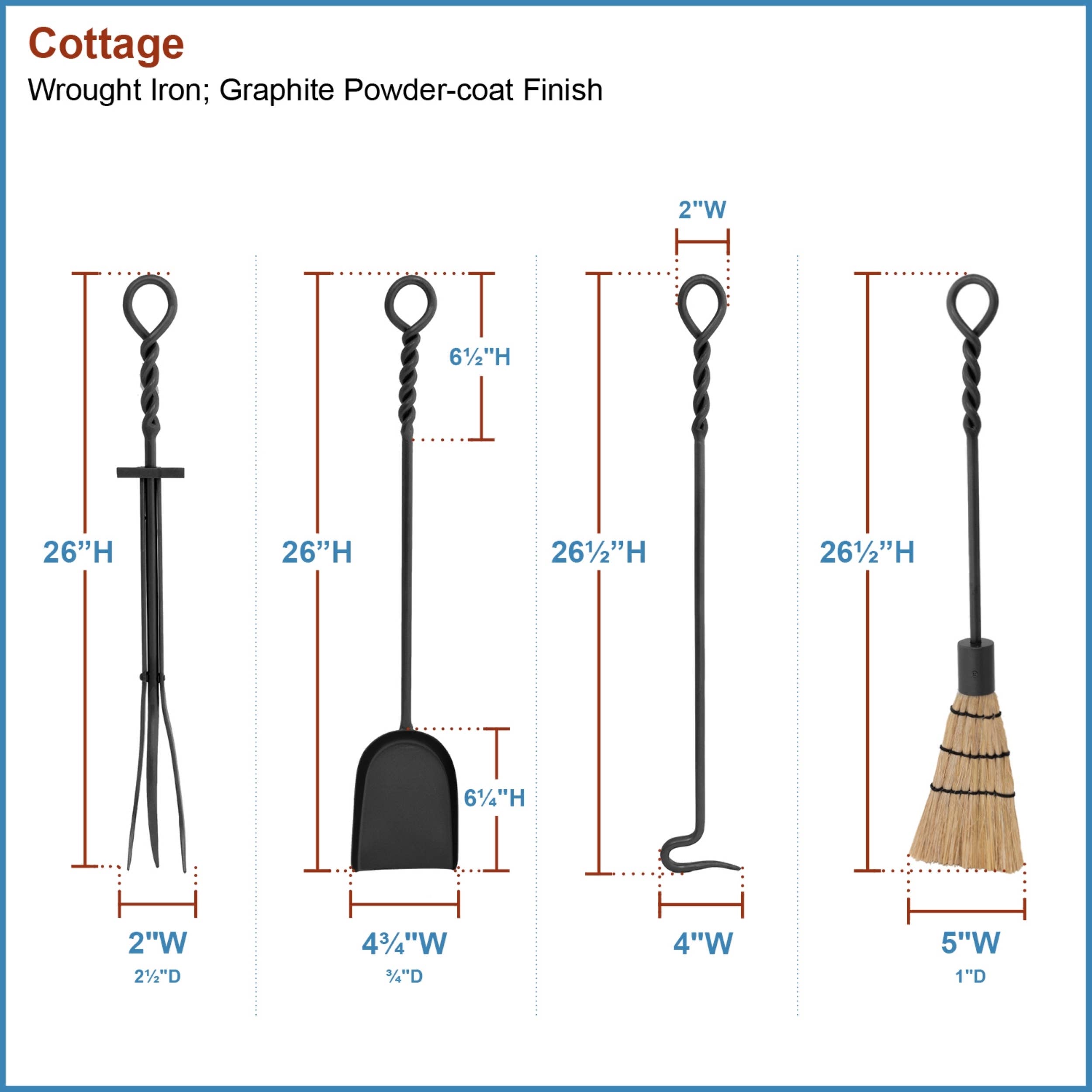 ACHLA Designs - Wholesale Fireplace Screen - Cottage Wood Holder w/ Tools1