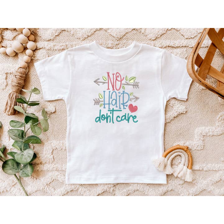 No Hair Don't Care Embroidered T-Shirt for wholesale by Cordelia Rae