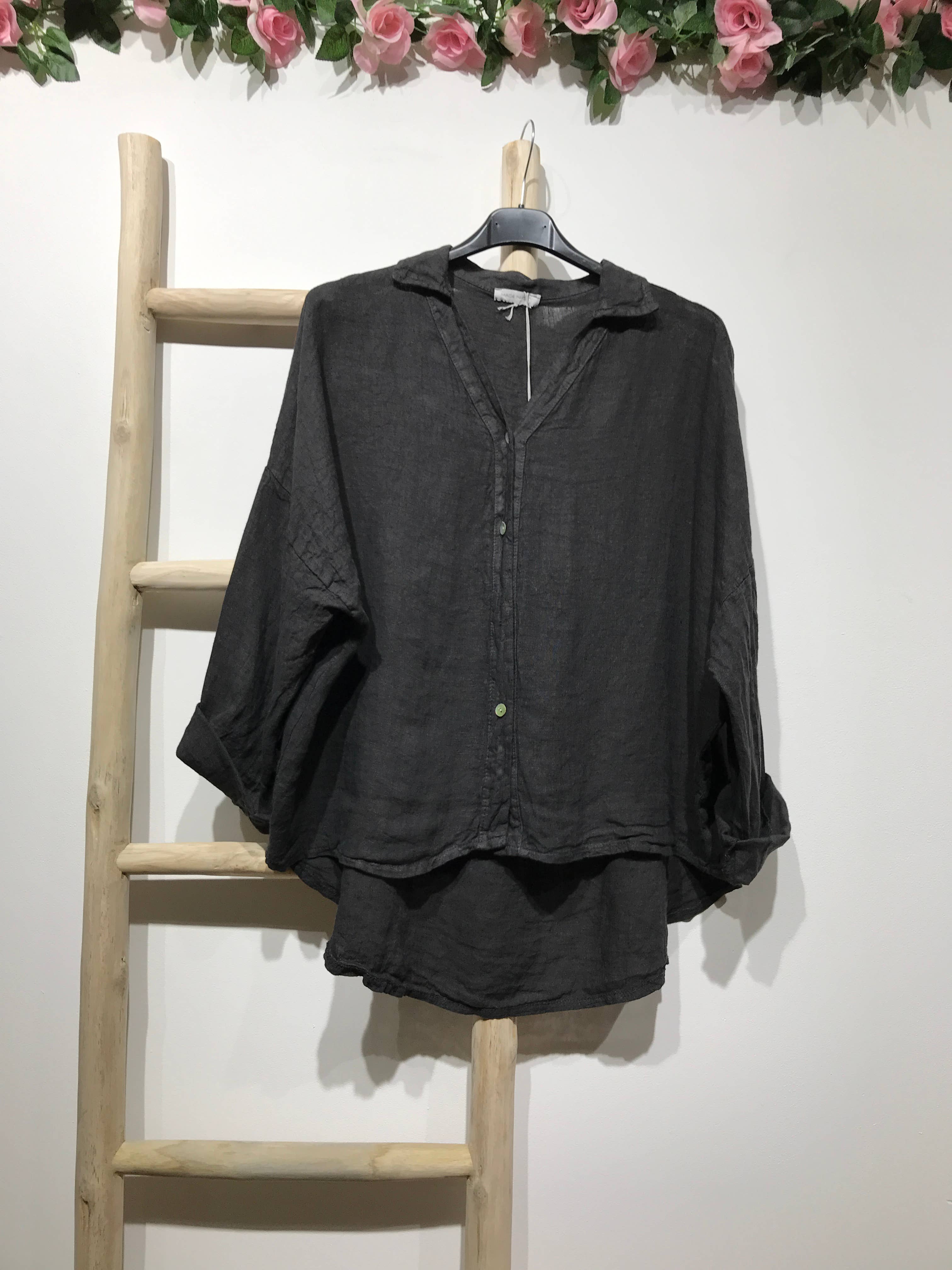 LINEN & COTTON HOUSE - Vente Chemise à col boutonné – femme - CHEMISE EN LIN. 48902 NINA58