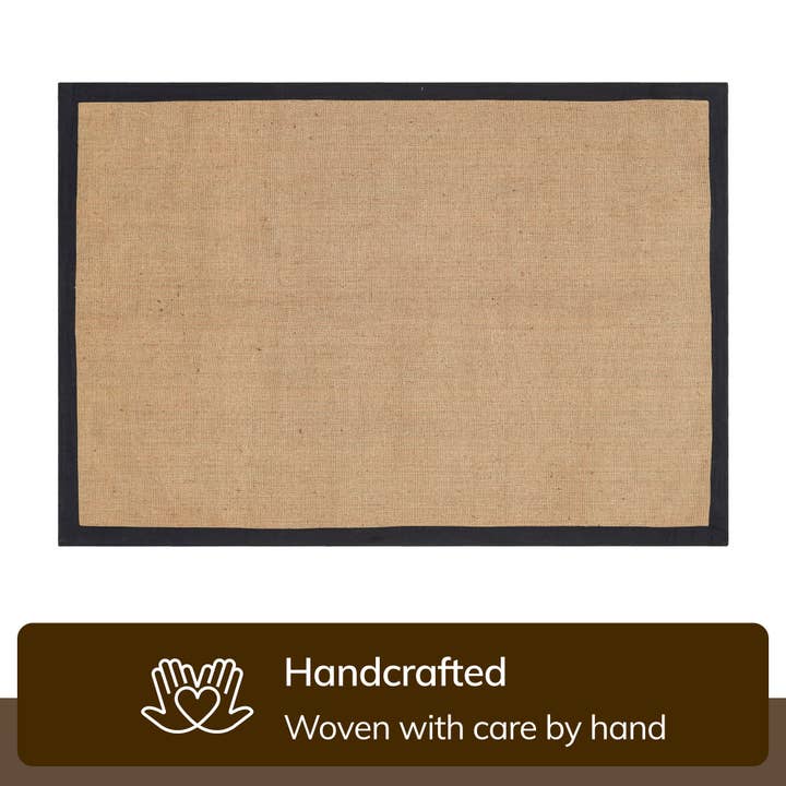 Well Woven - Wholesale Area Rug - Sorel Farmhouse Non-Slip Jute Natural Black 5' x 7' Border