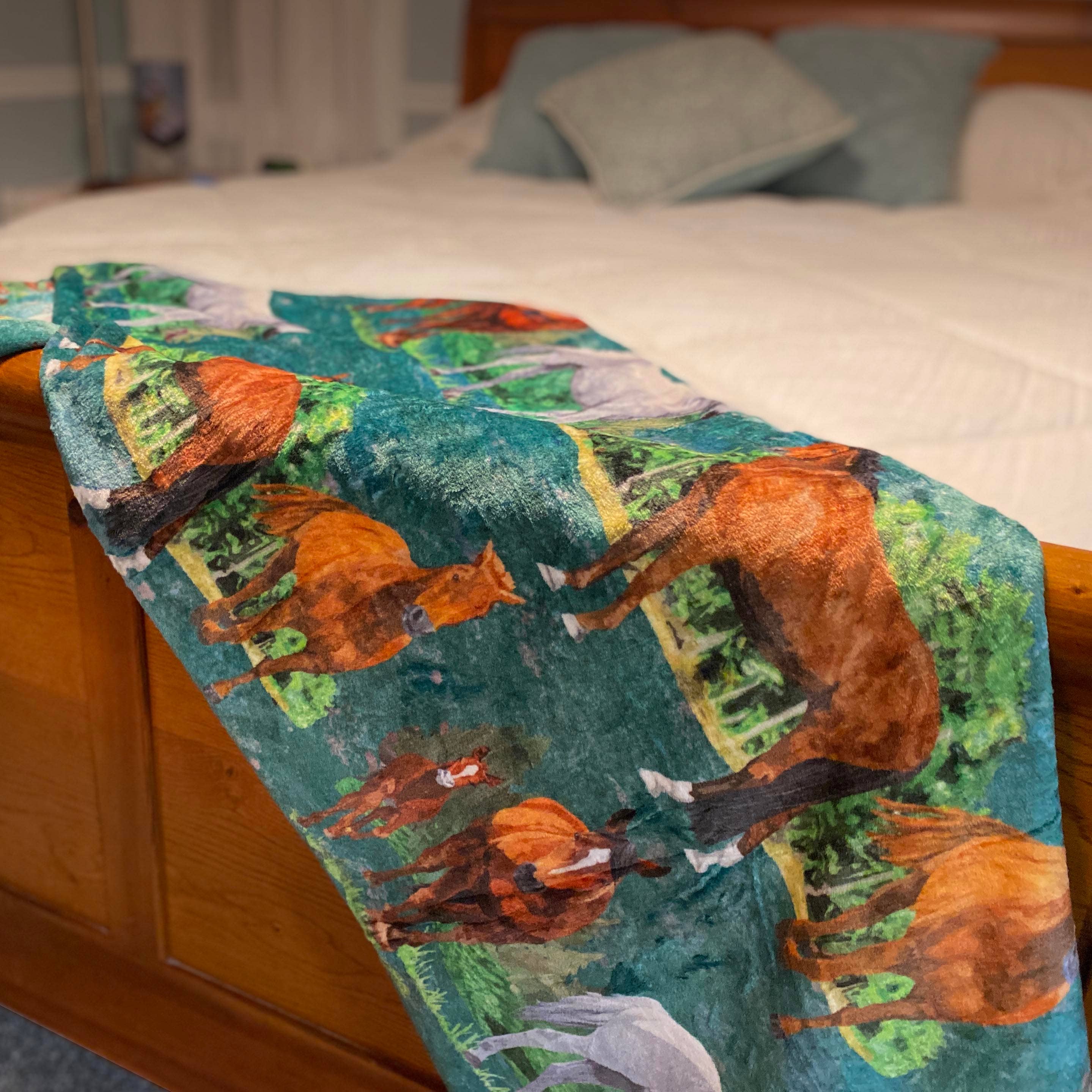 Kelley and Company - Wholesale Throw Blanket - Tropical Horses Throw Blanket2