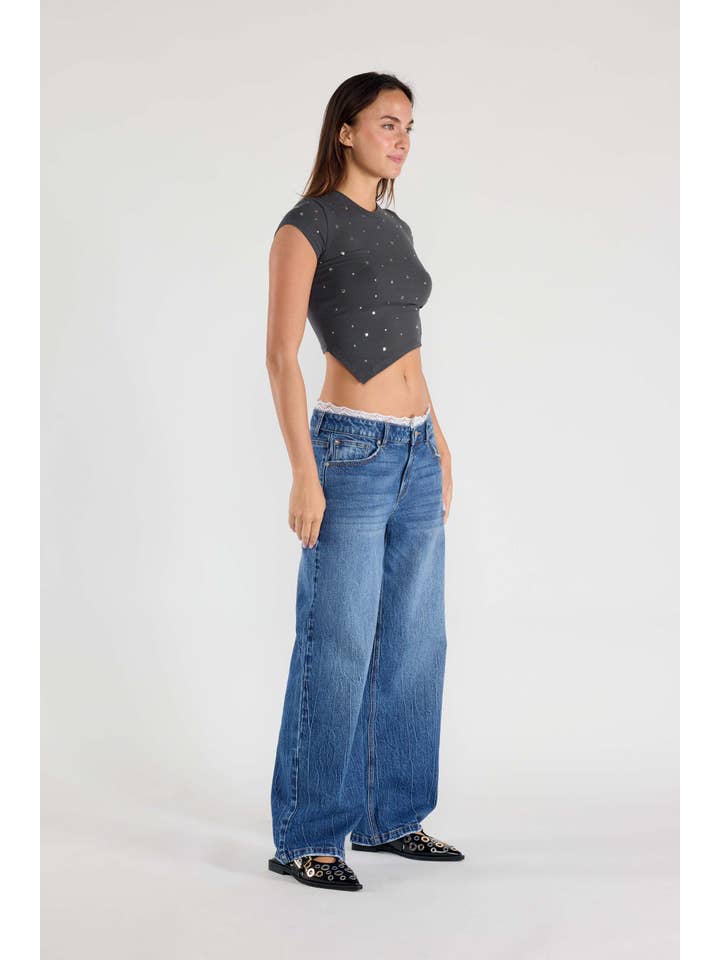 MEDIUM OPEN PACK Baggy Wide Jeans with Waist Band Lace WEP3665 for wholesale on Faire5