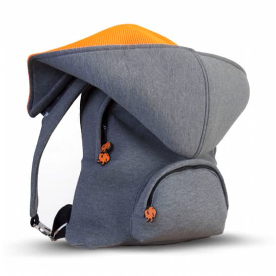 Mochila con capucha desmontable - Bolsa gris con forro naranja para venta al por mayor de Morikukko USA
