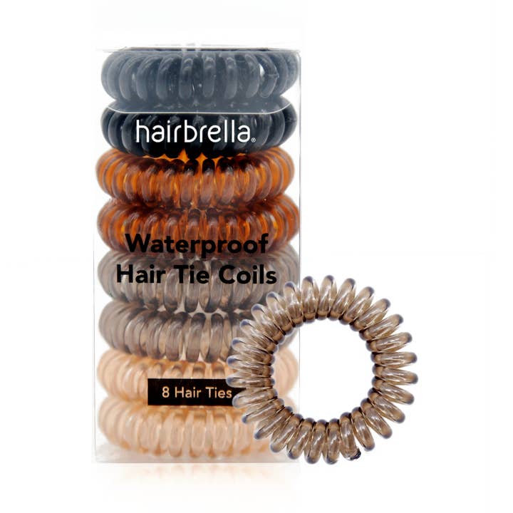 Hairbrella Waterproof Spiral Hair Ties (8 Pack) for wholesale by Hairbrella