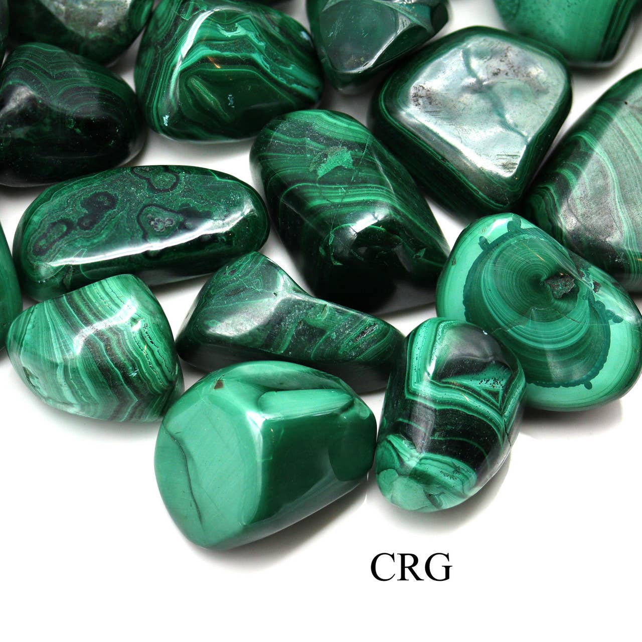 Crystal River Gems LLC - Wholesale Spiritual Stone/Crystal - 8 OZ. LOT - Malachite Tumbled Gemstones / 1" AVG2
