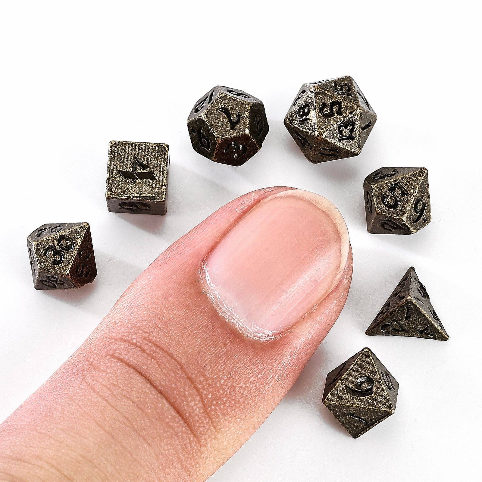 Hymgho Premium Dice - Wholesale Dice - Unseelie Mini Metal RPG Dice Set  - Ancient Bronze2