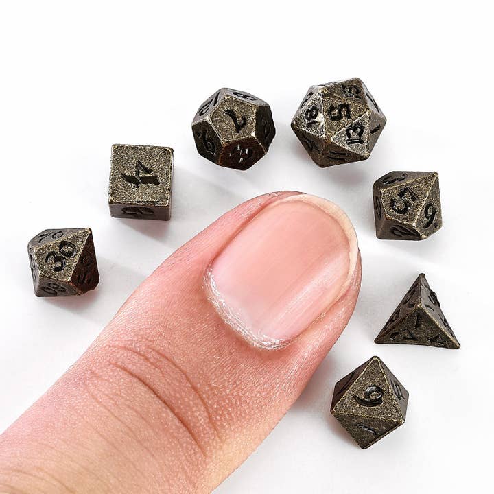 Hymgho Premium Dice - Wholesale Dice - Unseelie Mini Metal RPG Dice Set - Ancient Bronze2