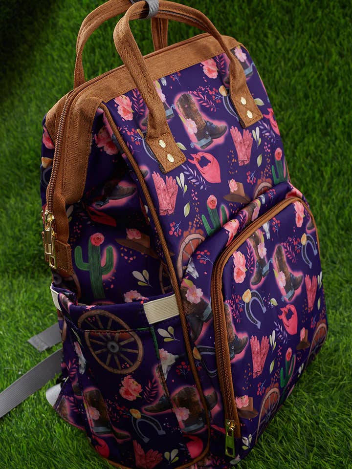 Purple Western Multi Print Diaper Bag for wholesale by Kids Charm Online