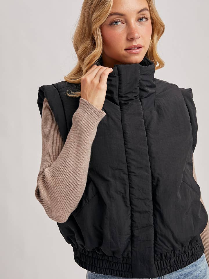 Bluivy - Wholesale Outerwear Vest - Women's - BOMBER STYLE PUFFER VEST WITH POCKETS18