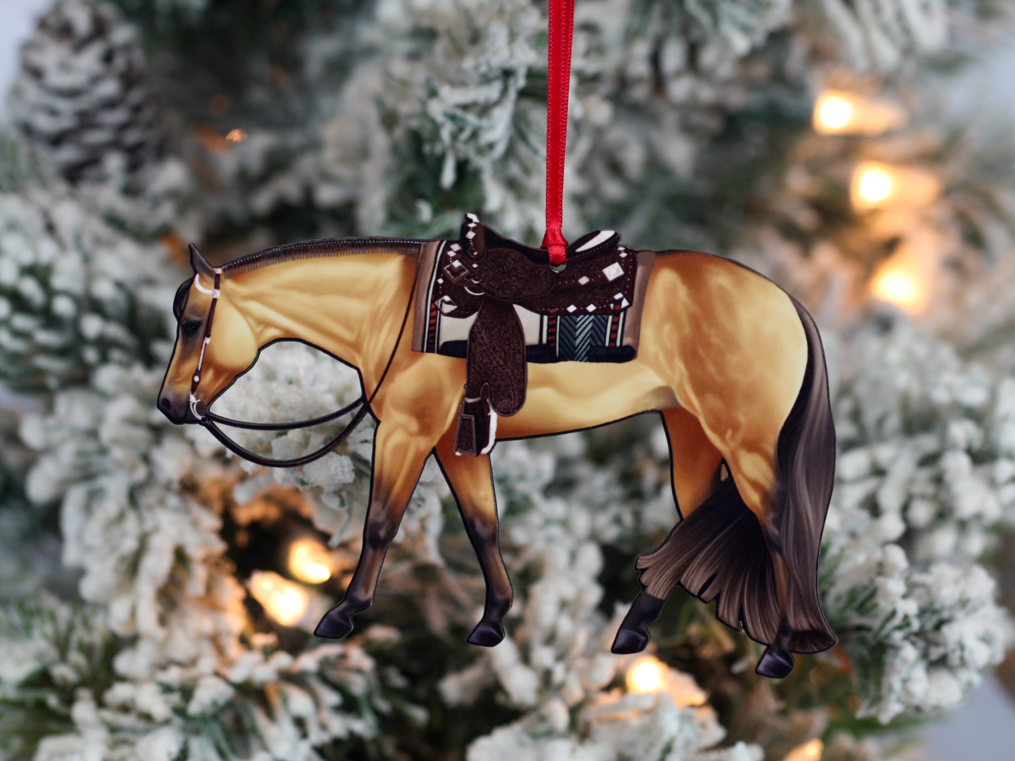 Classy Equine - Wholesale Ornament - Buckskin Western Pleasure Horse Ornament Quarter Horse Gift2