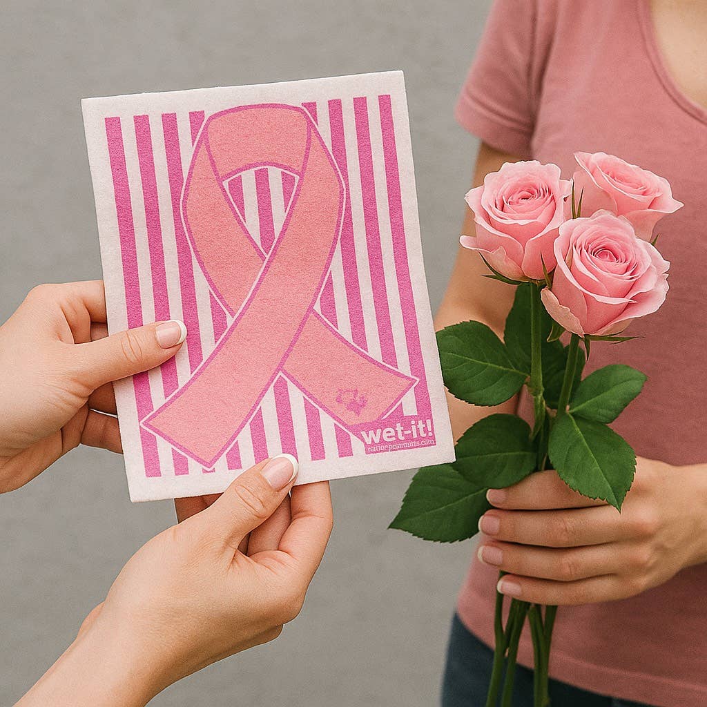 Wet-it! - Wholesale Dishcloth - Pink Ribbon Swedish Cloth2